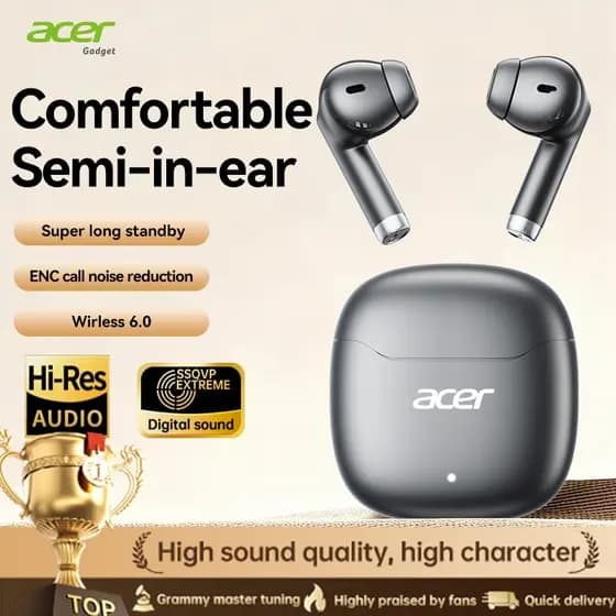 Acer OHR617 Fones De Ouvido Tipo-C Sem Fio Bluetooth Com Microfone Earpods Fone De 2718 Silicon Clear Calls Display De E