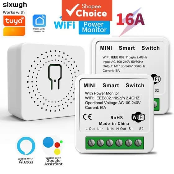 Para Tuya 16A Mini Interruptor Inteligente Com Monitor De Energia Temporizador Agenda Módulo De Controle De Voz