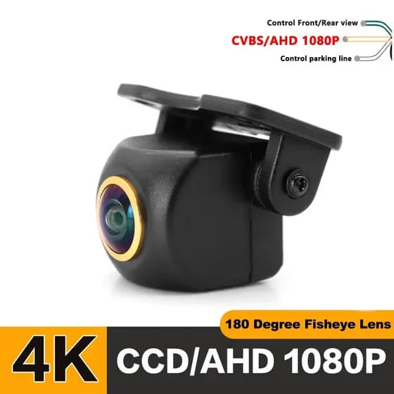 Lente Olho de Peixe 4K AHD 1920*1080P Câmera Frontal/Traseira/Inversa Veicular HD Visão Noturna Estelar para Display