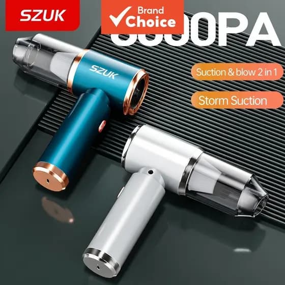 Aspirador de pó portátil sem fio SZUK para carro: sucção potente, mini limpador portátil com acessórios e filtros,