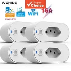 Dispositivo De Segurança Elétrica 16A Ewelink WiFi Tomada Inteligente Sem Fio Funciona Com Alexa Para Google