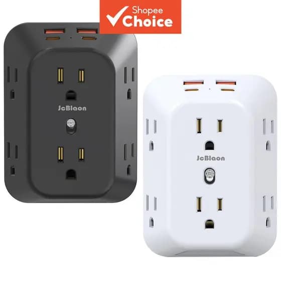Protetor Contra Surtos Power Strip 1875W Extensão De Mesa 6 Portas AC E 4 USB