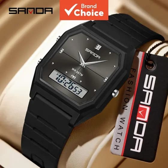 Relógio Digital Masculino SANDA: Original, Esportivo, Quartzo, Marca Superior, Cronômetro de Luxo, Impermeável