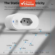 Dispositivo De Segurança Elétrica 2 Peças Plugue Brasil Inteligente 16/20A Para Tomada Wi-Fi Tuya Com Monitor De Energia