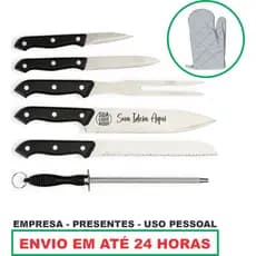 Kit Churrasco 7 Peças Personalizado Nome Time Logo