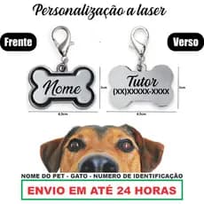 Plaquinha Identificação Pingente Medalha Pet Cachorro Gato G