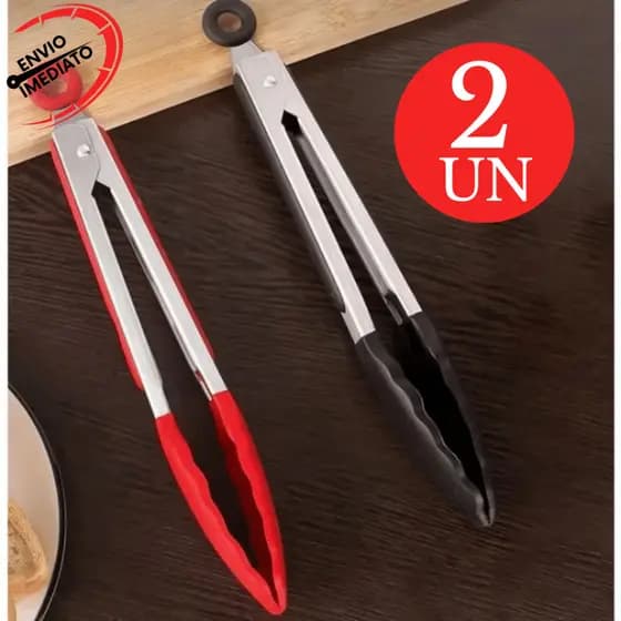 Pegador Pinça Kit com 2unidades Universal de Silicone Resistente 27CM Multiuso Cozinha Salada Carne