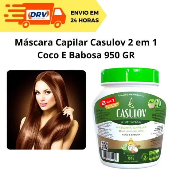 Máscara Capilar Casulov 2 em 1 Coco E Babosa 950 Gr - Máscara Capilar Casulov - Máscara Casulão