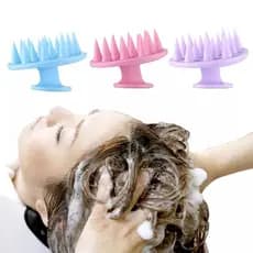 Escova Massageadora De Silicone Couro Cabeludo Anti-Deslizante Para Cuidado De Saúde Com Cabo Flexível (Cor aleatória)