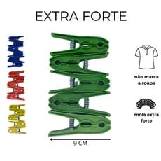 Prendedor de Roupa 120 Un Plástico Extra Forte Grampo Econômico