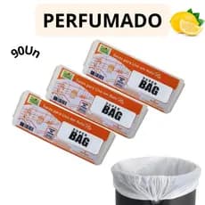 Saco de Lixo 90 Unidades para Pia Perfumado Essência Limão Anti Odor Kit com 3