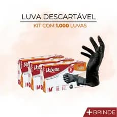 Luvas Preta Descartáveis Viniflex kit com 1.000