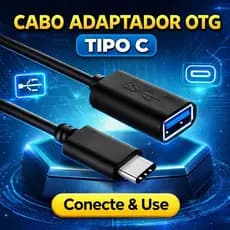 Cabo Adaptador OTG USB 3.0 Tipo-C para Celular Conecta Mouse Teclado Pen Drive