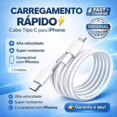 Cabo para iPhone USB Carregamento Rápido 20W, Compatível com iPhone e iPad, 1 Metro
