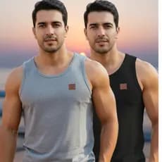 Kit 2 Regata Masculina Casual 100% Algodao Premium 30.1 Moda Fitness academia camiseta treino verao