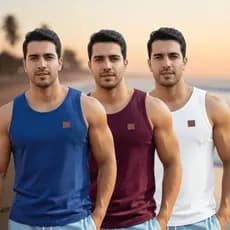 Kit 3 Camiseta Regata Masculina Algodão Premium 30.1 para treino academia corrida moda fitness verao