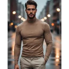 Camiseta Masculina Gola Alta Manga Longa Ribana Agodao Premium Blusa de frio canelado