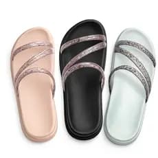 Kit 3 Pares Sandália Feminina BirkenTiras Com Brilho Leve e Confortável