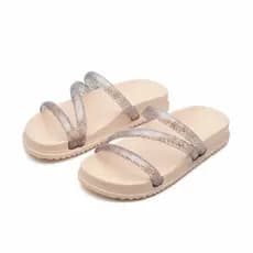 Sandália Feminina BirkenTiras Com Brilho Leve e Confortável