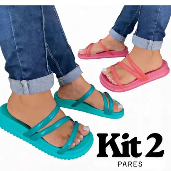2 Pares Sandália Papete Birken Leve Macio e Confortável Plataforma Coloridas