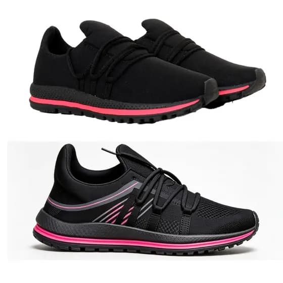 Kit 2 Pares Tênis Feminino Esportivo Tenis Unissex Confortável Academia Leve Macio