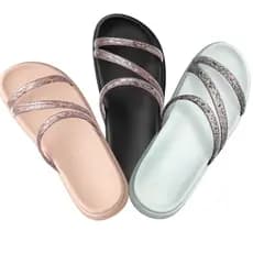 Kit 2 Pares Papete feminina Birken Tiras Com Glitter Sandália Feminina Macia Confotável e Leve