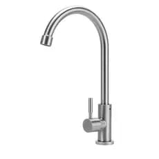 Torneira Inox Lavabo Banheiro Bancada Mesa Bica Alta 1/4 Volta