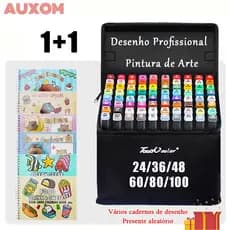 Kit Completo de Pintura Livro 50 Páginas + 24/36/48/60/80 Cores Caneta Marcadora Colorida