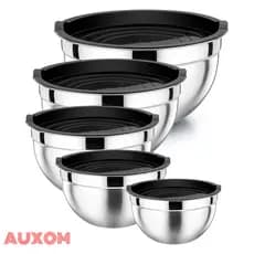 Kit 5 Tigelas de Aço Inoxidável com Tampas Herméticas para Salada e Armazenamento de Alimentos Cozinha Doméstica