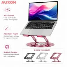 Portable Adjustable Metal Laptop Stand for 10-17" Adjustable Height 360° Swivel and Stable Base