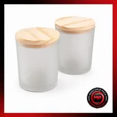 Kit Potes de Vidro Fosco 70ml com Tampa de Madeira Para Velas Artesanais Aromaticas Lembrancinhas