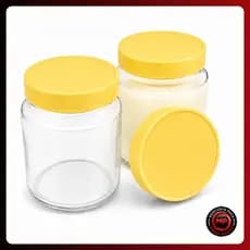 12 Potes De Vidro Frasco 200ml Com Tampas Plasticas Amarela BPA Free Armazenamento de Leite Materno