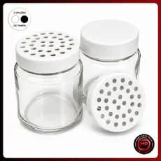Kit 10 Polvilhador Pote de Vidro 200ml Tampa Furada Açúcar Canela Queijo Ralado Tempero Condimento