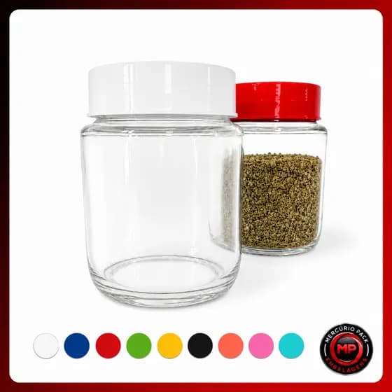 Kit 12 Potes Vidro Belém 240ml Tampa Plástica Organizador Tempero Erva Confeito Cozinha