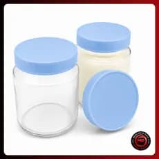6 Potes De Vidro Frasco 200ml Com Tampas Plasticas Azul BPA Free Armazenamento de Leite Materno