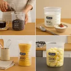 Kit 4 Potes Herméticos Plástico Multiuso Empilháveis Vedação Forte Arroz Feijão Açúcar Café Macarrão