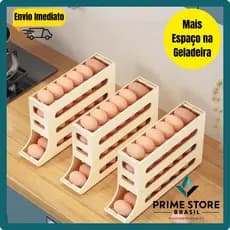 Organizador de Ovos Para Geladeira Empilhável Suporte Porta Ovos Dispenser Rolante 4 Andares
