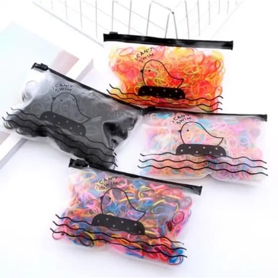 Kit Com 2000 Elásticos De Cabelo Com Bolsa cada um Contendo 500 Ligas de Silicone