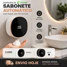 Soap Dispensador Automático de Sabonete  com Sensor Inteligente 280ml Recarregável e à Prova d'Água