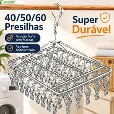 Varal Dobrável Inox Antiventos 40 50 60 Prendedores – Para Roupas Íntimas, Bebê, Meias e Pequenas Peças