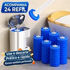 Escova Descartável para Vaso Sanitário com Refil e Suporte de Parede