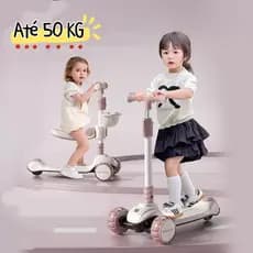 Patinete Aviãozinho Feliz Infantil 3 Rodas Desmontável com Luz Led Som