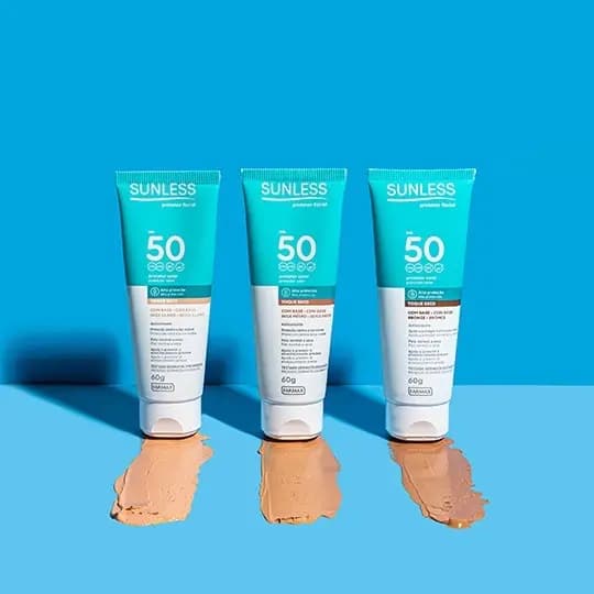 Protetor Solar Facial Sunless com Proteção FPS 50 - 60g Com cor e Incolor