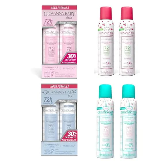 Kit Desodorante Aerosol Antiperspirante Giovanna Baby 150ml