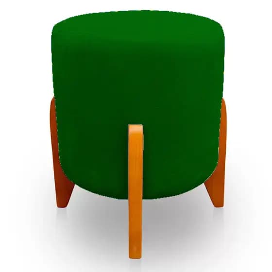 Puff Decorativo Thor Pés Em Madeira Veludo Verde Kimi Design
