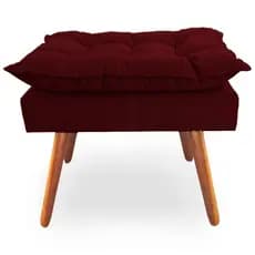 Puffzinho Decorativo Opala Sala de Estar Veludo Marsala - Kimi Design