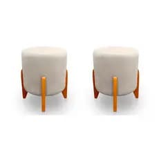 Kit 2 Puff Banqueta Decorativo Eloa Suede Bege - Kimi Design
