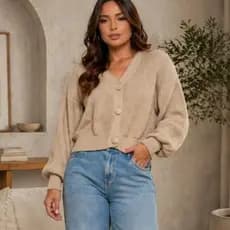 Casaco Feminino Inverno Casaquinho com Botão Blusa de Frio Tricot botões trico tricô