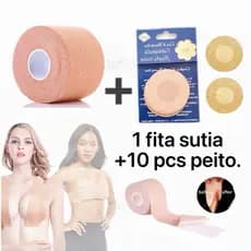 kit 1 Adesivos Levanta Seios Sutia Fita Boob Up Invvel Fit 3D + 10 pcs Protetor