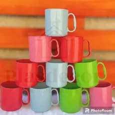 Kit Canecas 450ml de Plástico P/ Festas Crianças Merenda Cantina Escola Coloridas azul rosa verde vermelho
